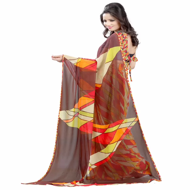 Lookslady Printed Red Georgette saree - Image 2