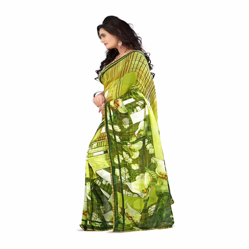 Lookslady Printed Green Georgette saree - Image 3