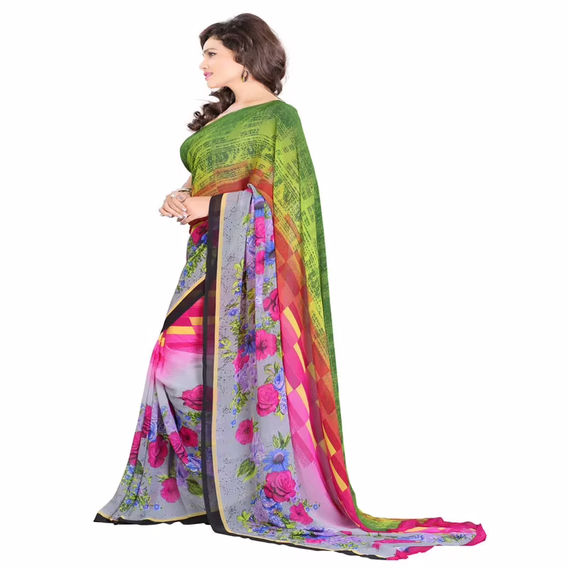 Lookslady Printed Grey Georgette saree - Image 2