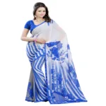 Lookslady Printed White Georgette saree