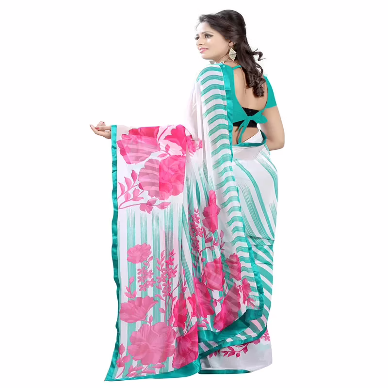 Lookslady Printed White Georgette saree - Image 3