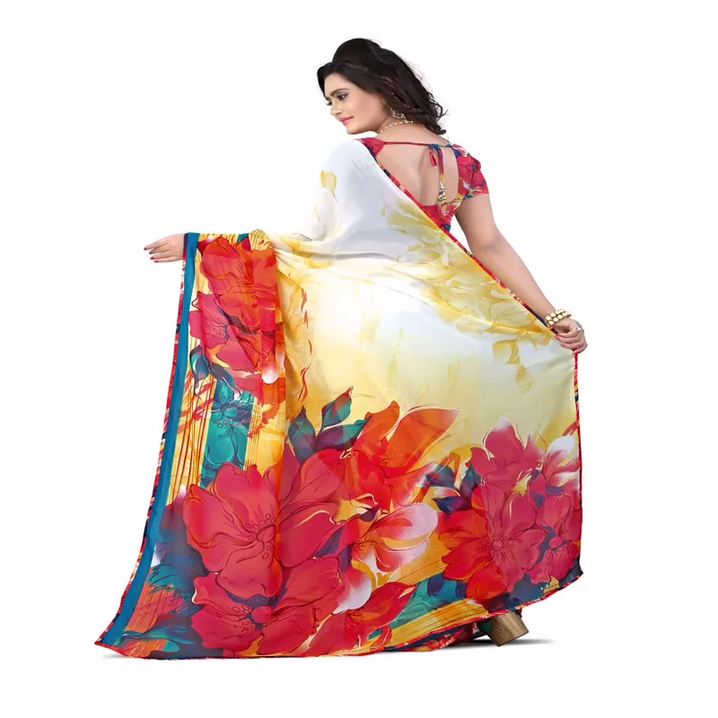 Lookslady Printed Pink Georgette saree - Image 4