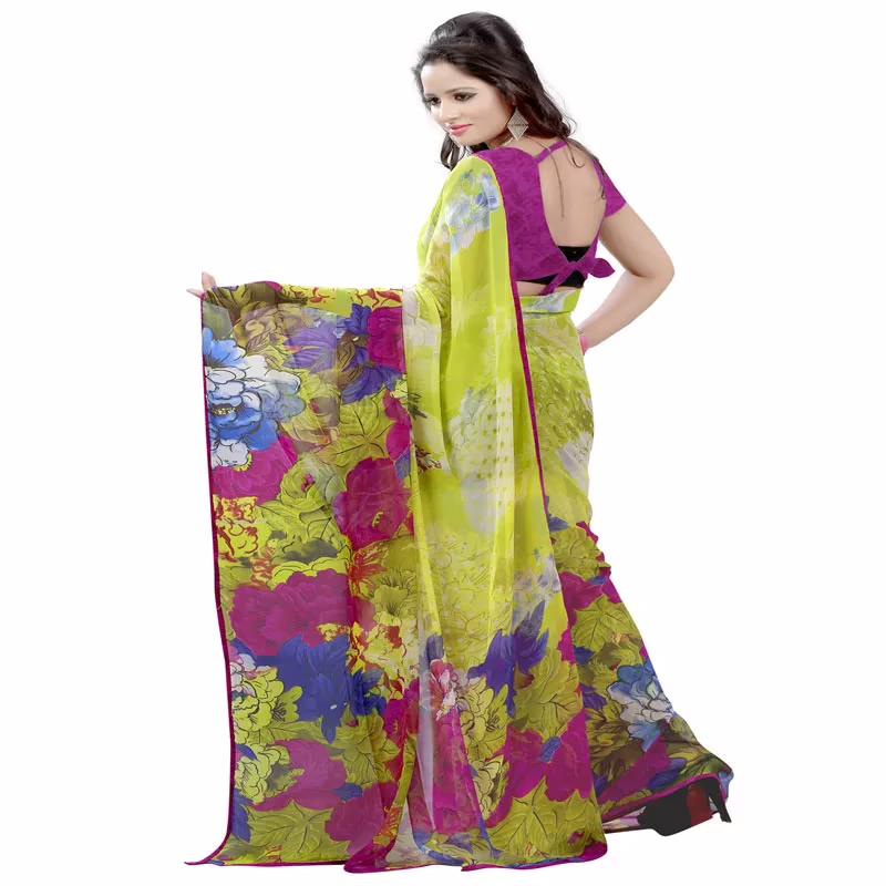 Lookslady Printed Light Green Georgette saree - Image 3