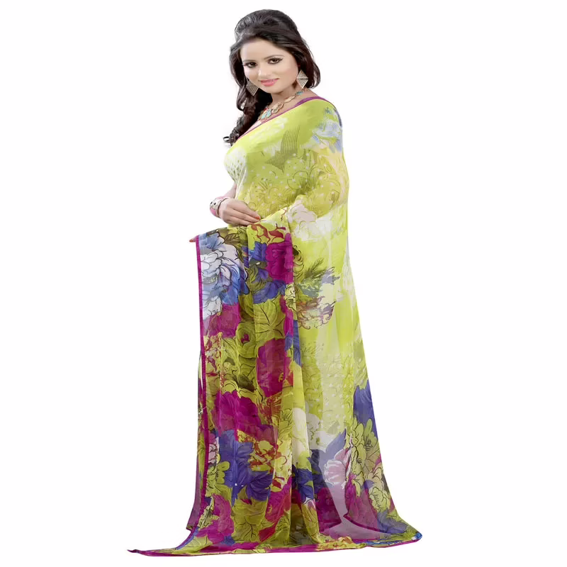 Lookslady Printed Light Green Georgette saree - Image 4