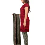 Lookslady Printed Red Crepe Dress-Material