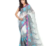Lookslady Printed Beige Faux Georgette saree