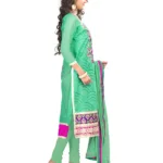 Lookslady Embroidered Turquoise Chanderi Dress-Material