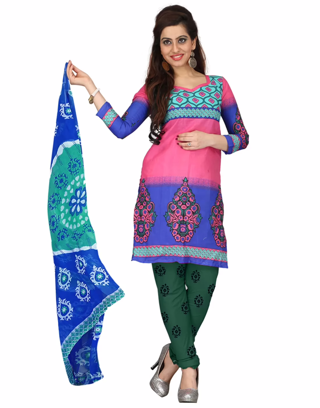 Lookslady Printed Pink Cotton Printed Dress-Material