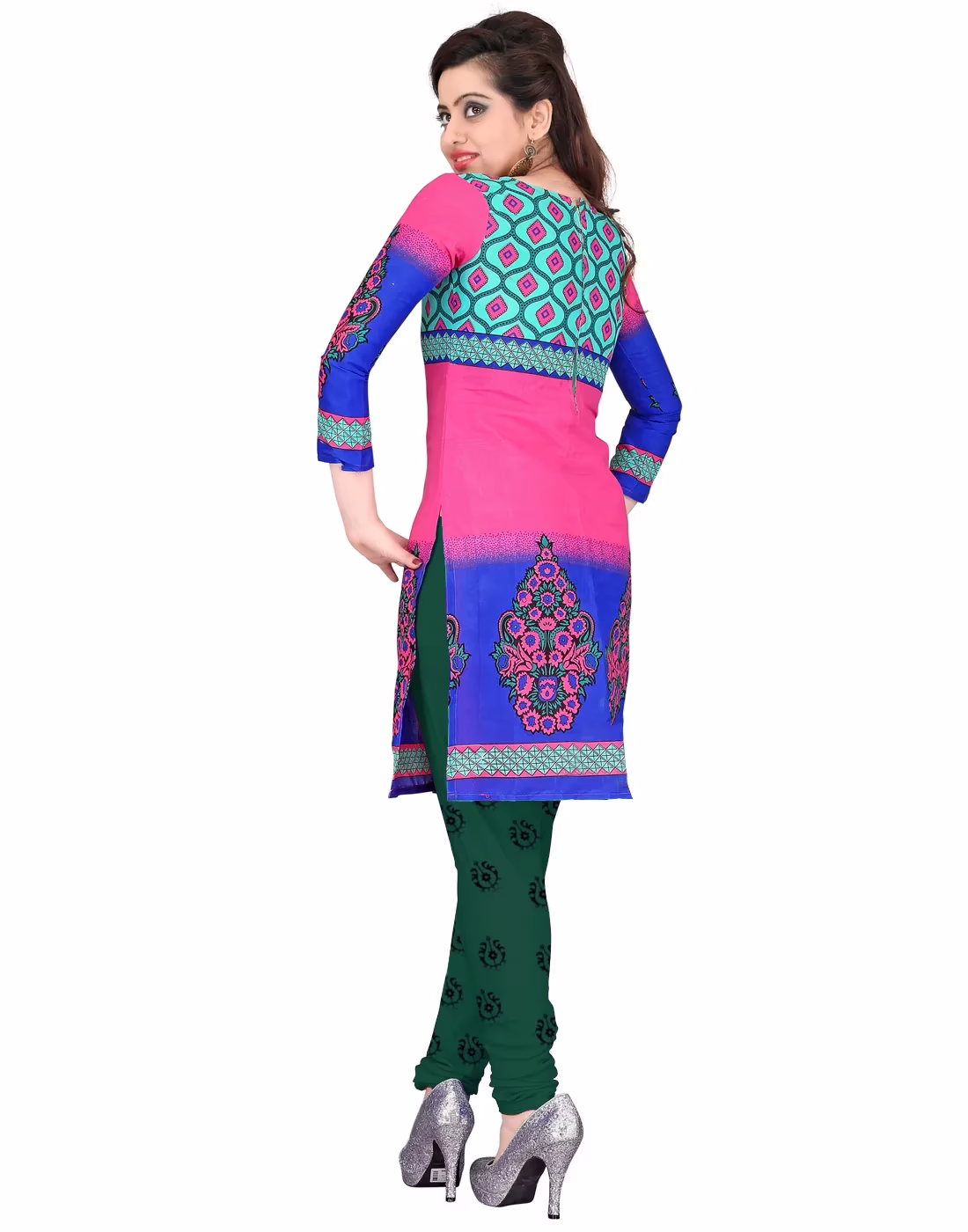 Lookslady Printed Pink Cotton Printed Dress-Material - Image 2
