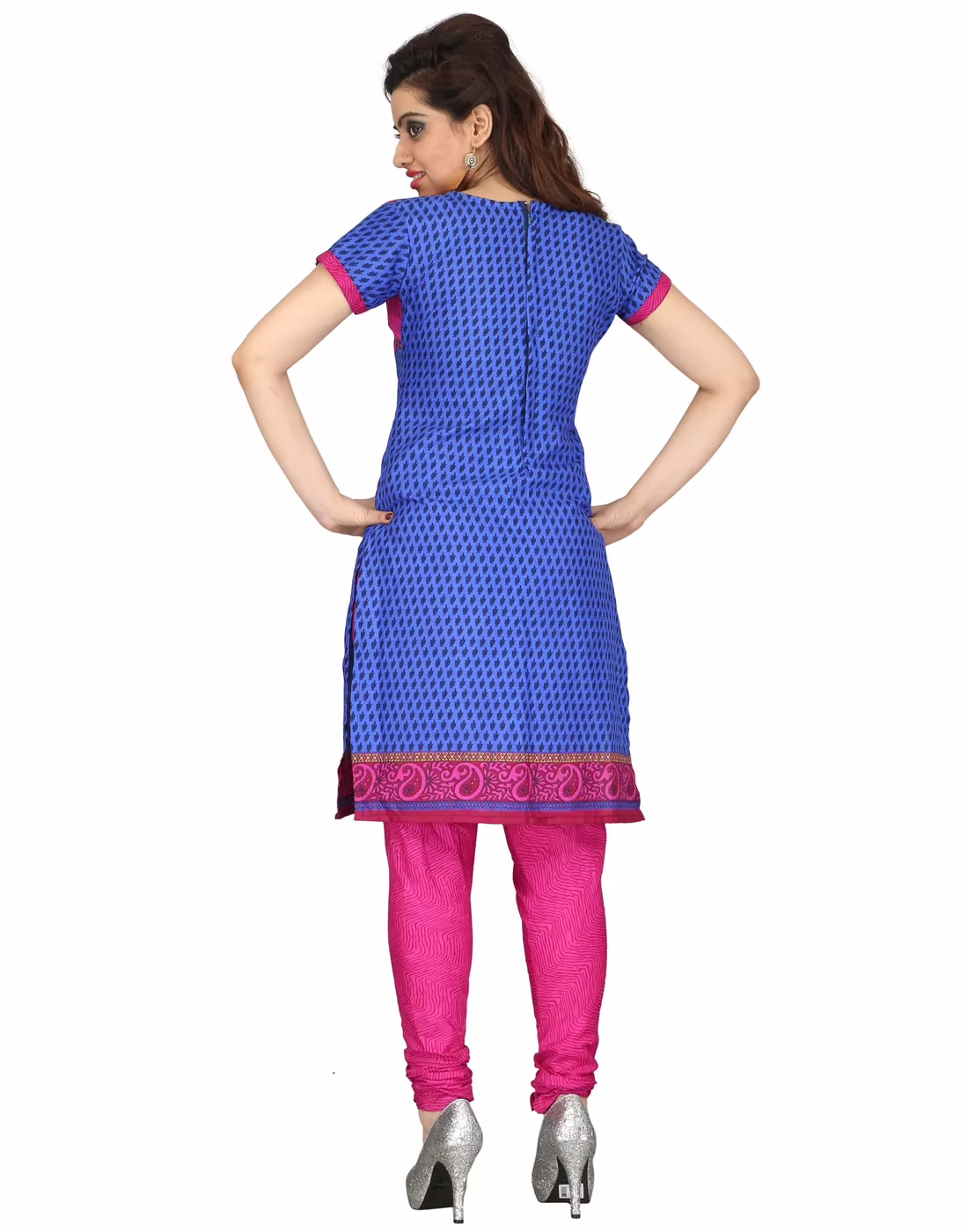 Lookslady Printed Blue Cotton Printed Dress-Material - Image 2