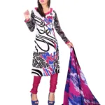 Lookslady Printed White Cotton Dress-Material