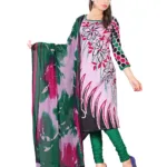 Lookslady Printed Pink Cotton Dress-Material