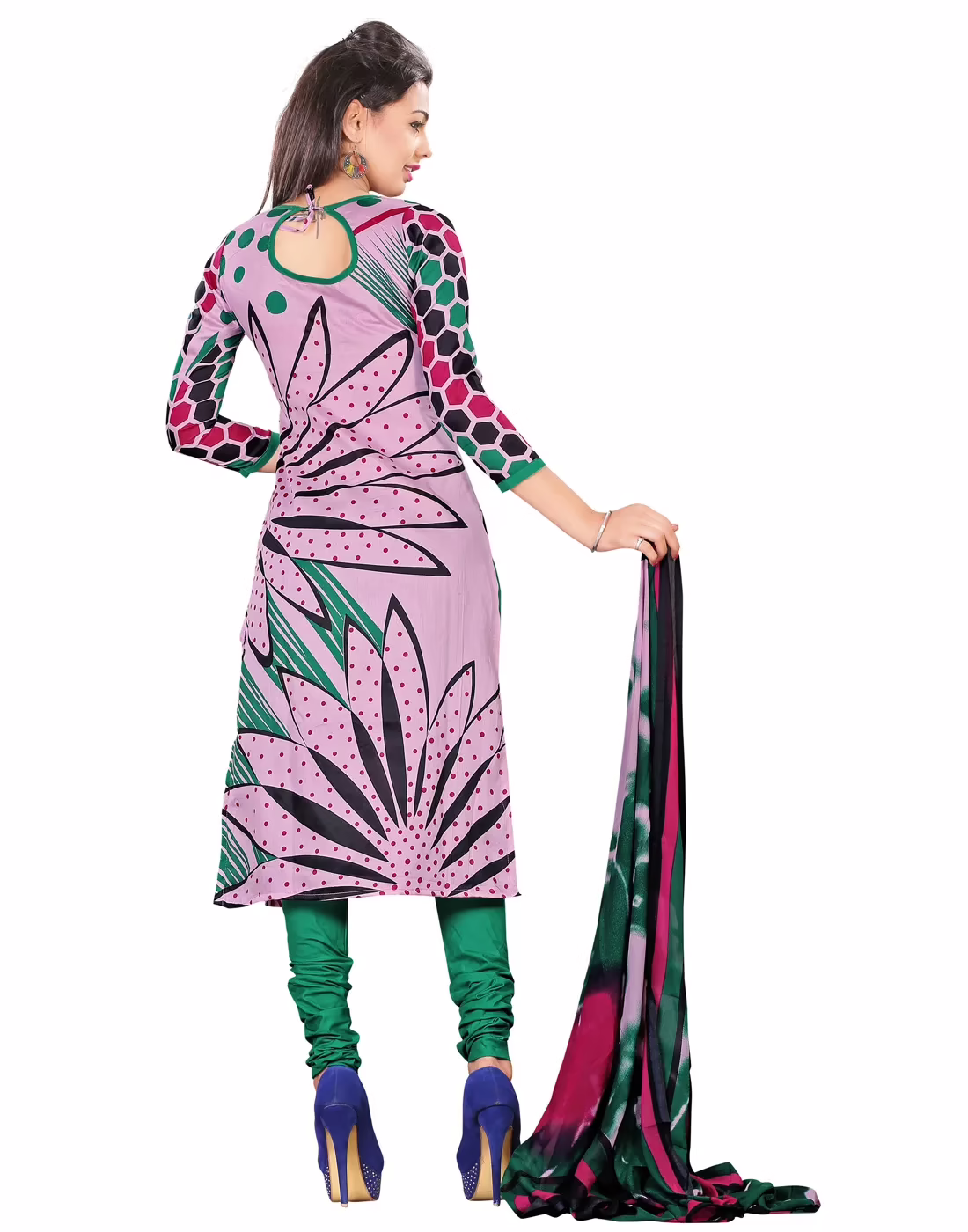 Lookslady Printed Pink Cotton Dress-Material - Image 2