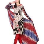 Lookslady Printed Beige Cotton Dress-Material