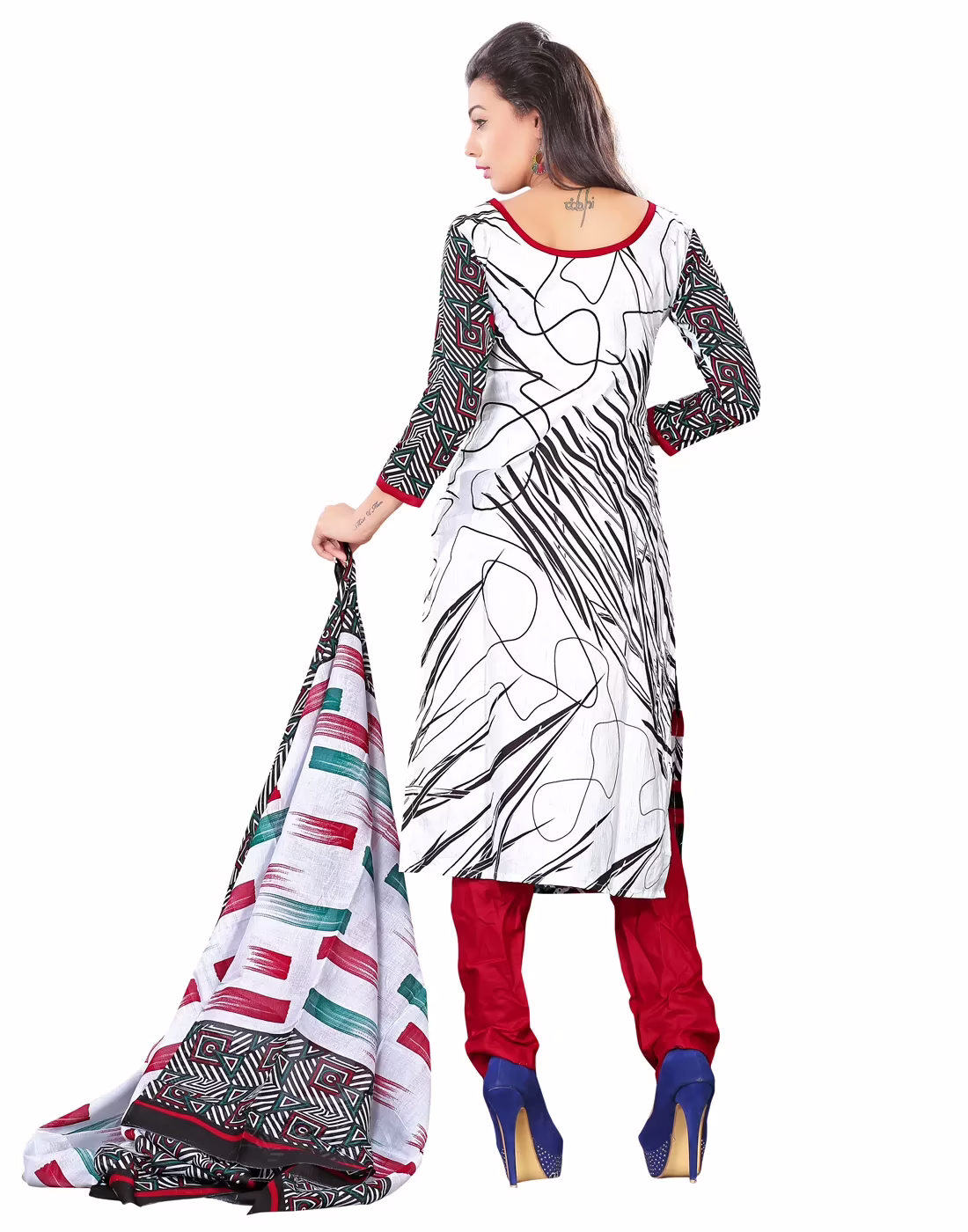 Lookslady Printed White Cotton Dress-Material - Image 2