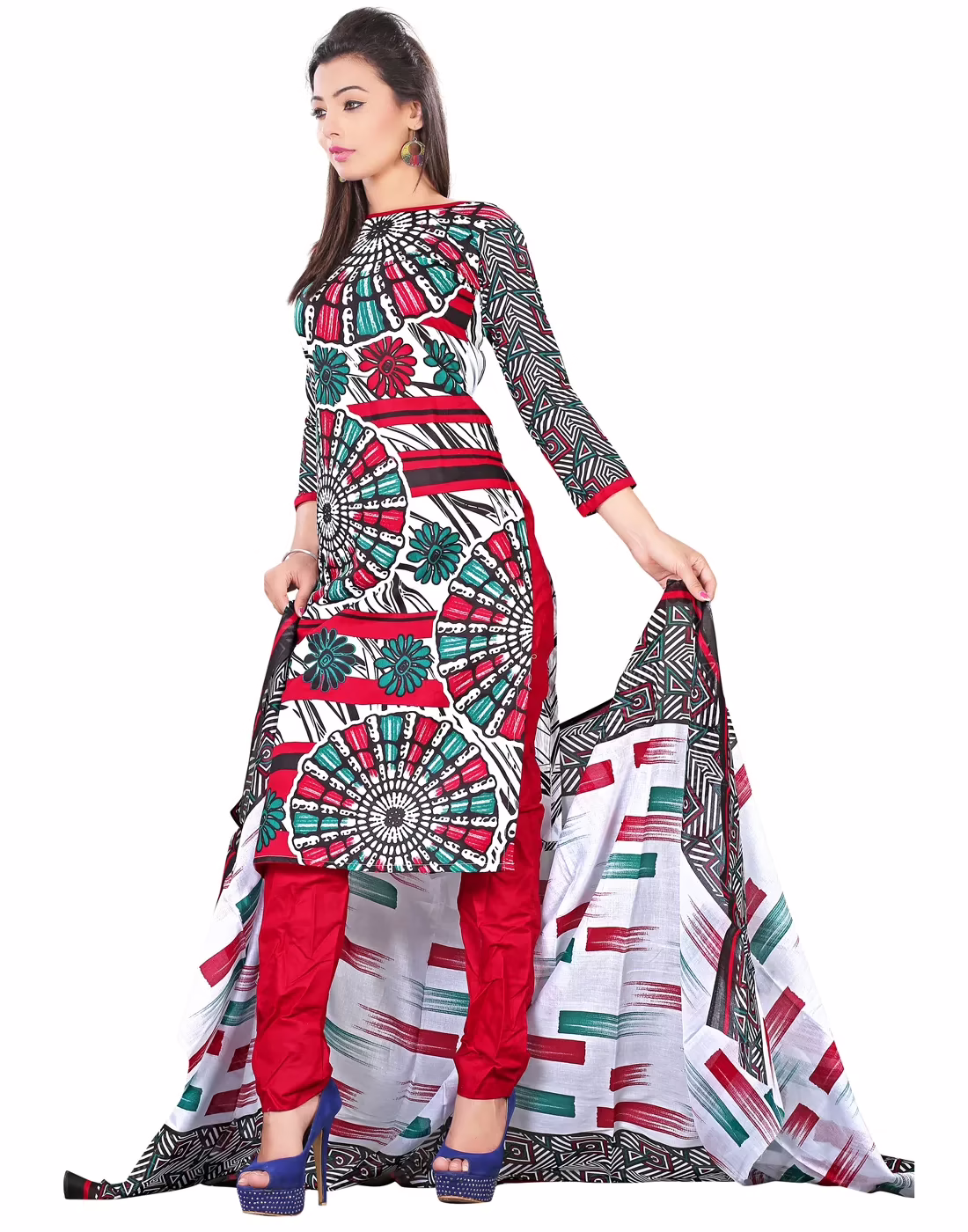 Lookslady Printed White Cotton Dress-Material - Image 3