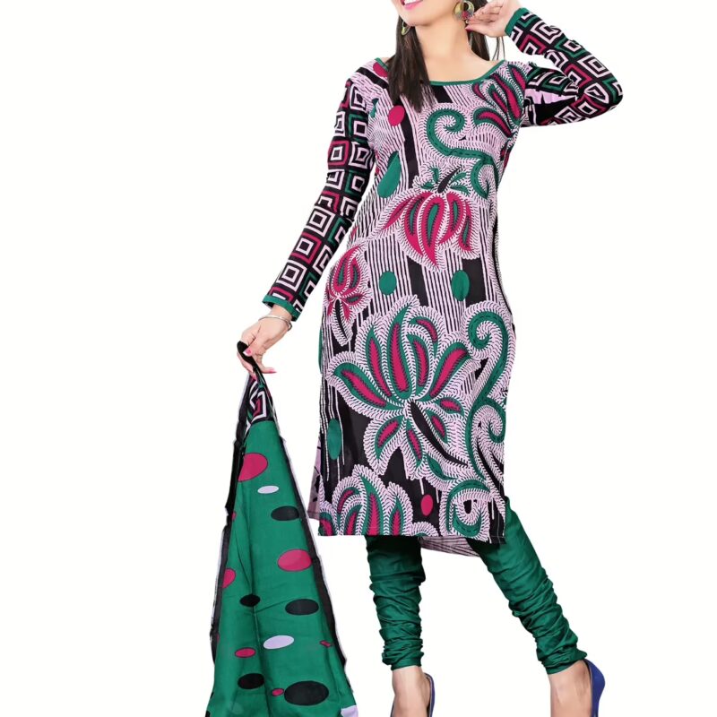 Lookslady Printed Purple Cotton Dress-Material