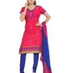 Lookslady Embroidered Pink Cotton Dress-Material
