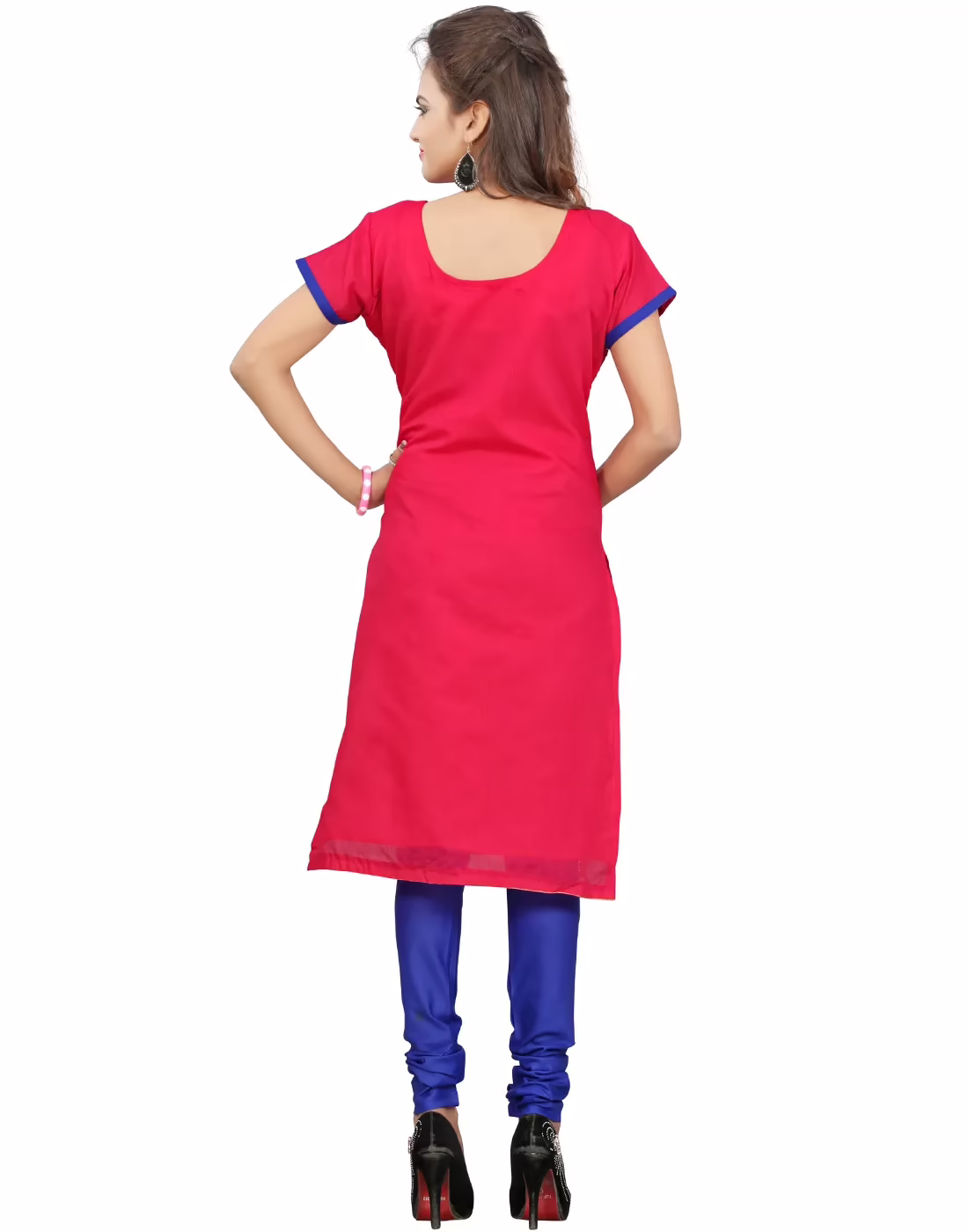 Lookslady Embroidered Pink Cotton Dress-Material - Image 2