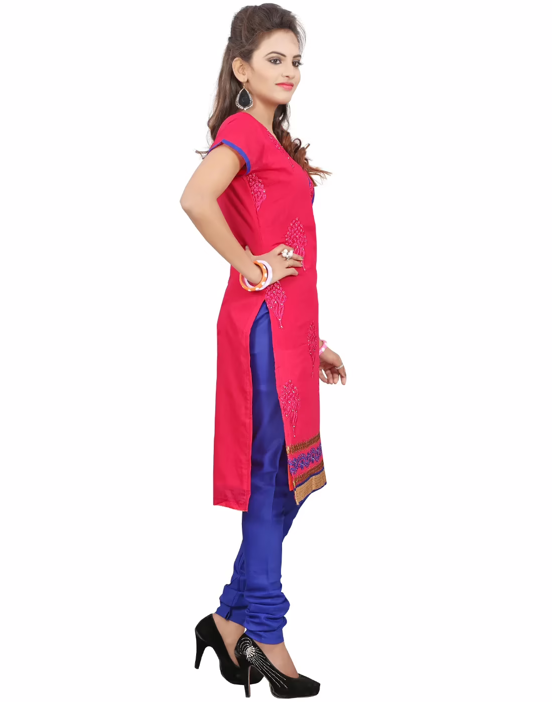 Lookslady Embroidered Pink Cotton Dress-Material - Image 4