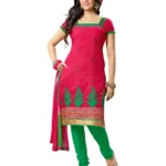 Lookslady Embroidered Pink Cotton Dress-Material