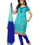 Lookslady Embroidered Light Blue Cotton Dress-Material