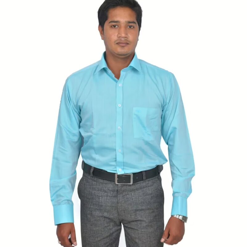Unicot Sky Blue Solid Plain Shirt
