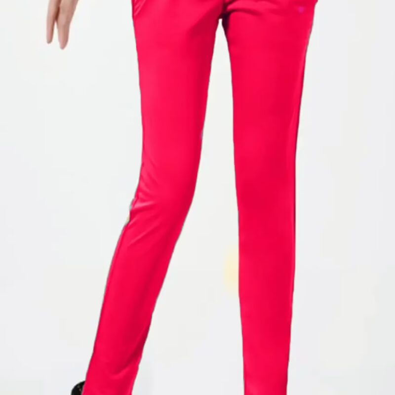Pink Side Pocket Buttoned Elastic Waist Jegging Size-30,32,34