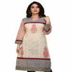 Buyzaar Beige Print Designer Readymade Kurtis