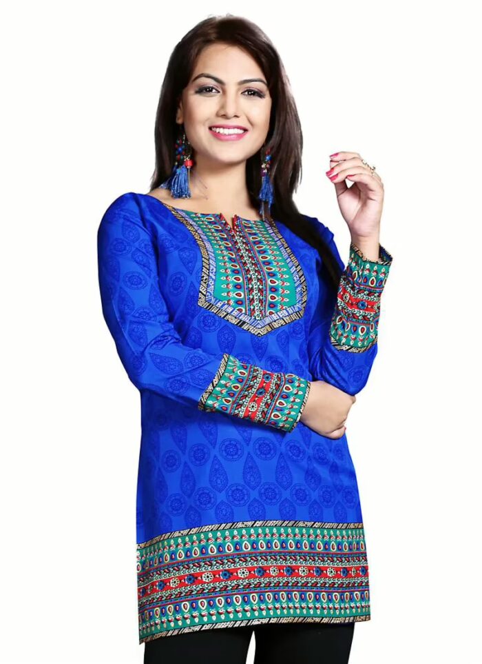 Buyzaar Blue Print Designer Readymade Kurtis