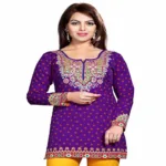 Buyzaar Purple Print Designer Readymade Kurtis