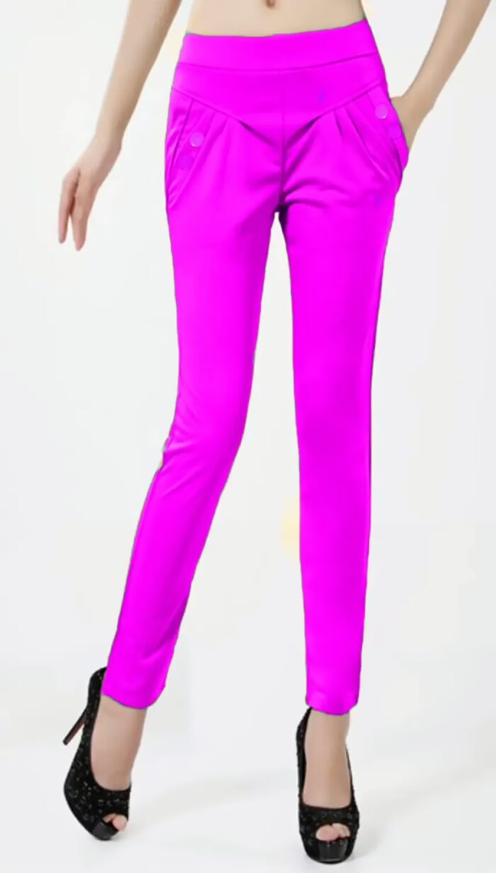 Stylish Light Purple Side Pocket Buttoned Elastic Waist Jegging Size-30,32,34