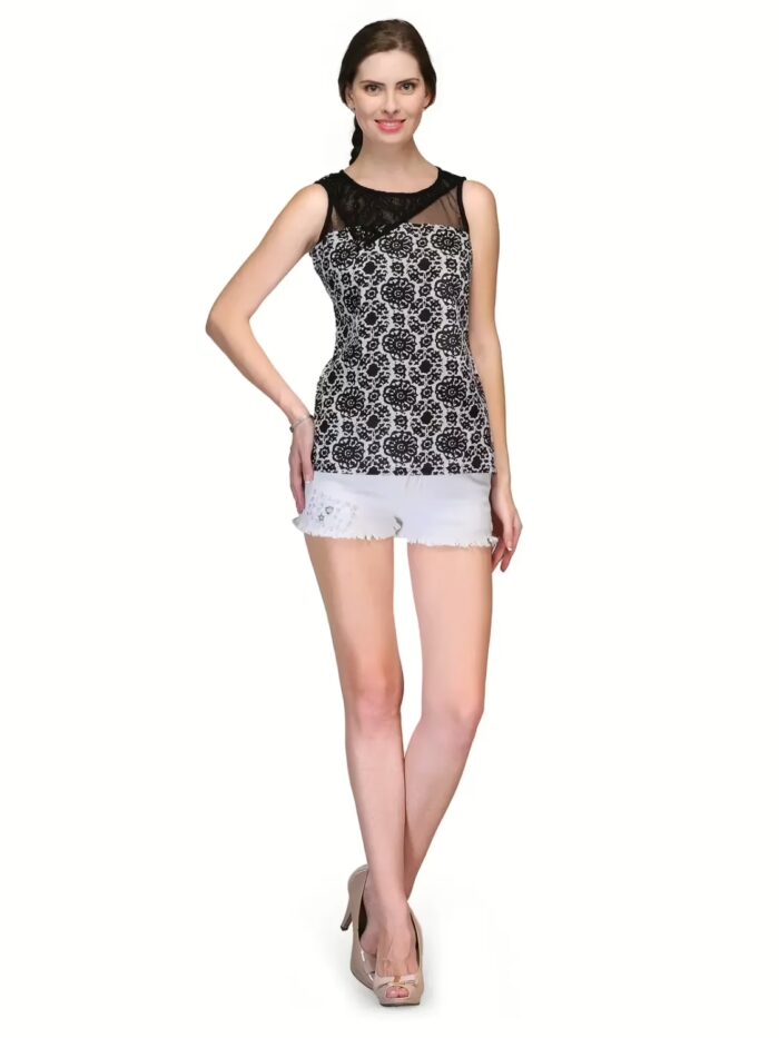 Raas Prêt Trendy Black White Cotton Comfort Daywear Top