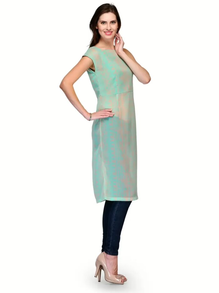 Raas Prêt Casual Sheer Printed Pastel Green Tunic Top
