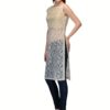 Raas prêt Sheer Floral-Design Gold/ White Contemporary Tunic - Image 3