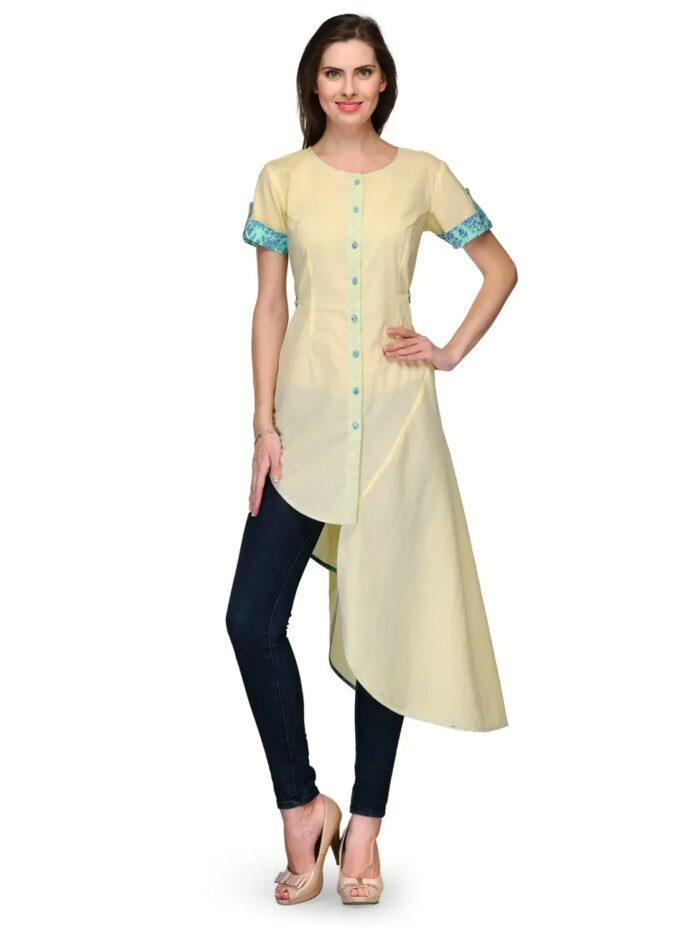 Raas Prêt Fashionable Lime Yellow Cotton Shirt Top