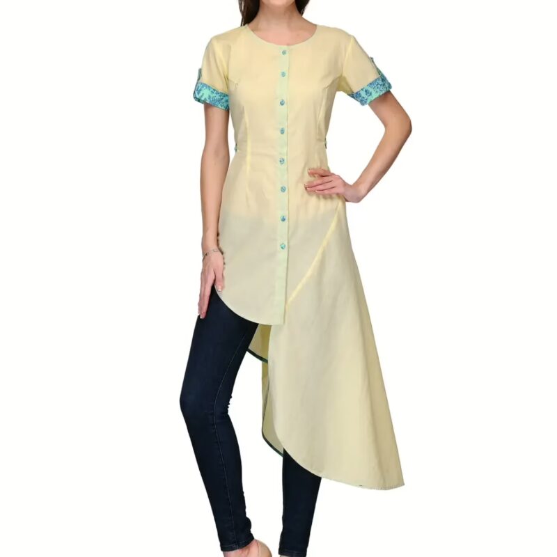 Raas Prêt Fashionable Lime Yellow Cotton Shirt Top