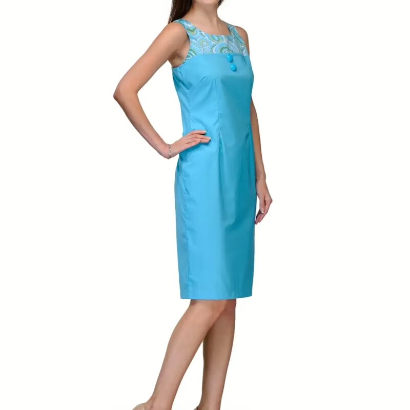 Raas prêt Sexy Pastel Blue Slim Fit Daydress with Neck Detail