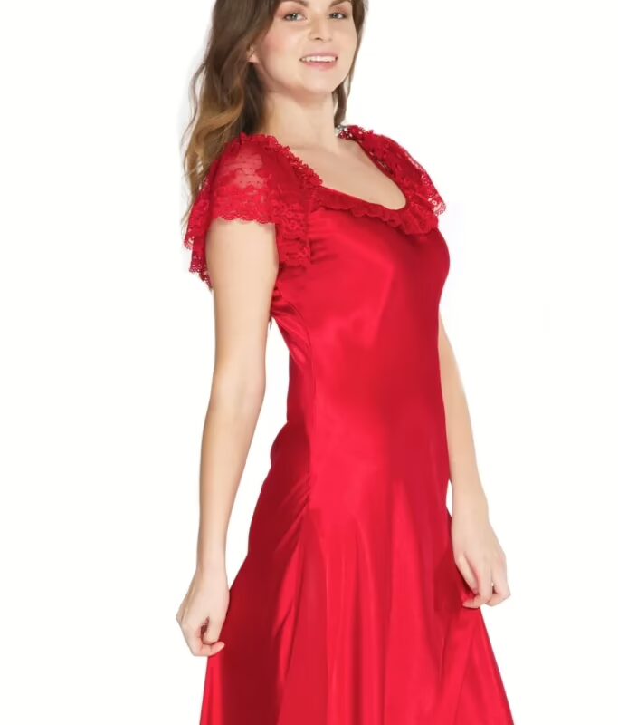Stylish Satin  Red Nighty For Women