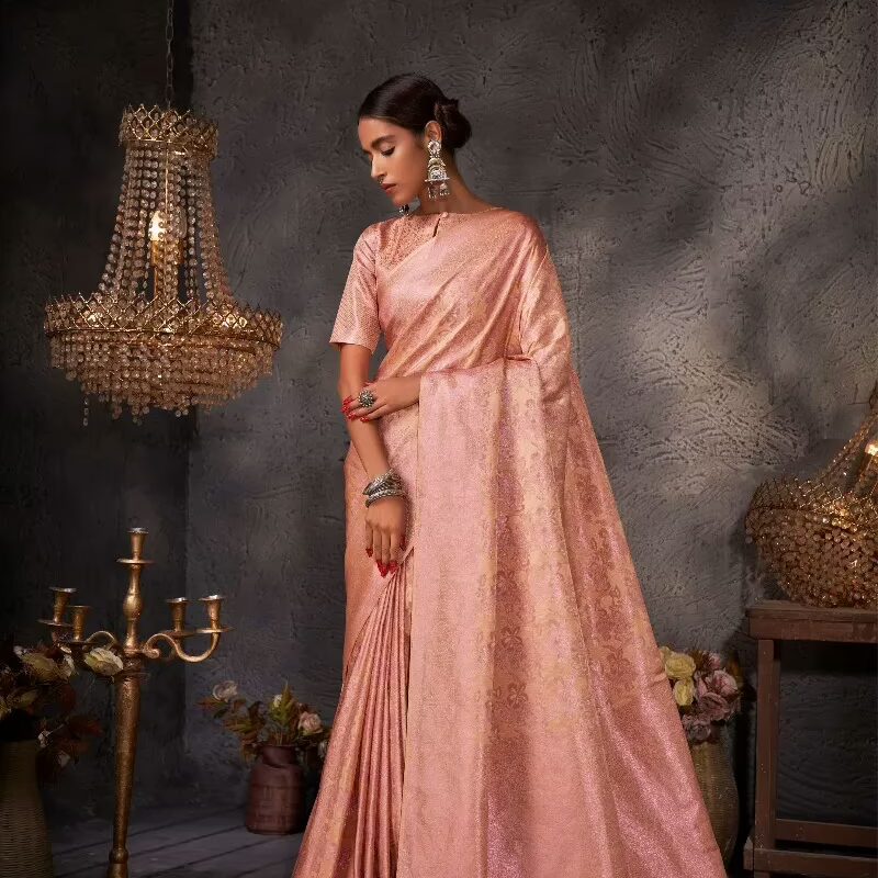 Aishani Orange Zari Women Saree