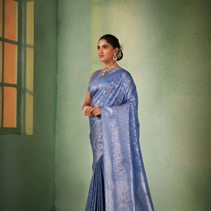 Aksha Zari Blue Women Saree