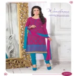 Alina-B Cotton Green & Pink Color Unstitched Suit