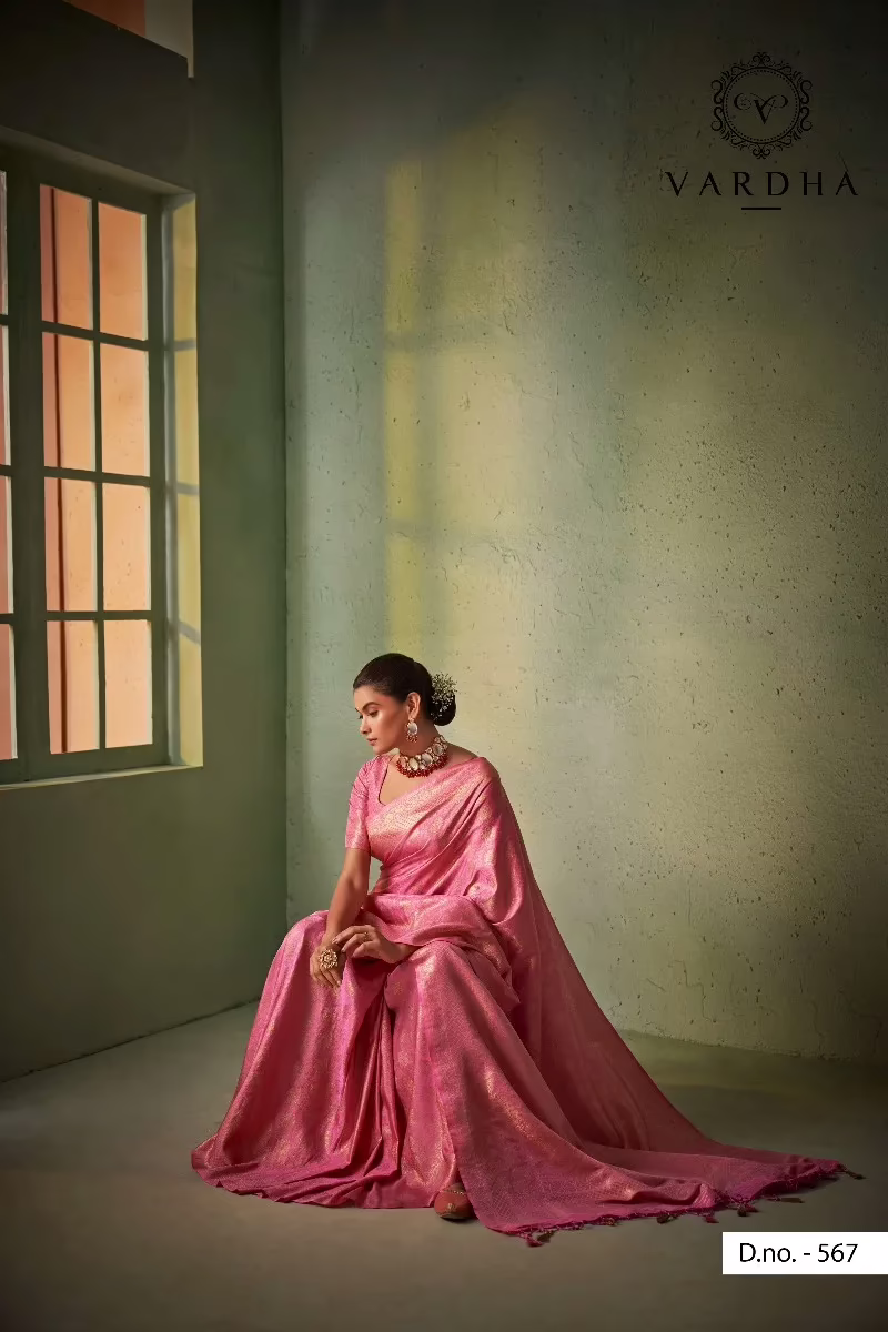 Asya Vol.5 Pink Zari Women Saree - Image 2