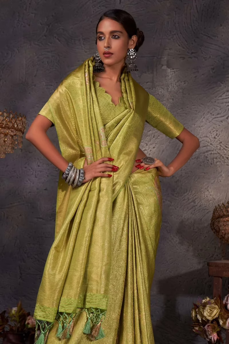 Ayana Green Zari Women Saree - Image 2