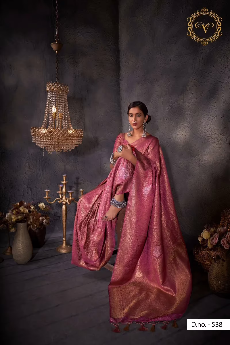 Ayana Pink Zari Women Saree - Image 2