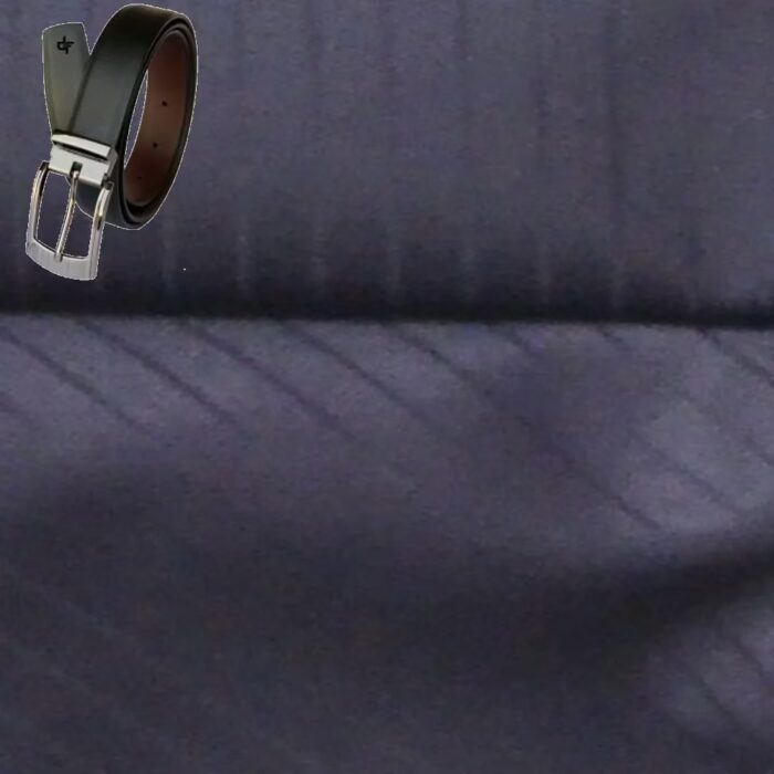 Raymond Black Stripes Trouser Fabric Free Belt