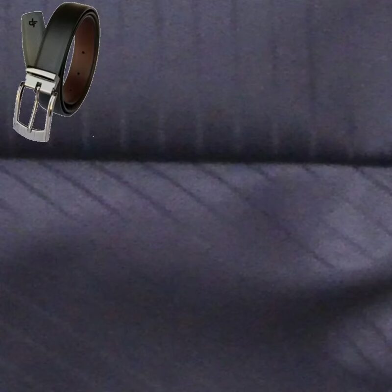 Raymond Black Stripes Trouser Fabric Free Belt