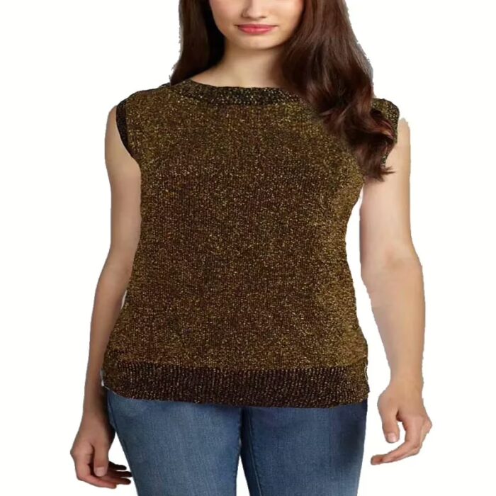 Noni B Shimmering Golden Crew Neck Sleevesless Sweater
