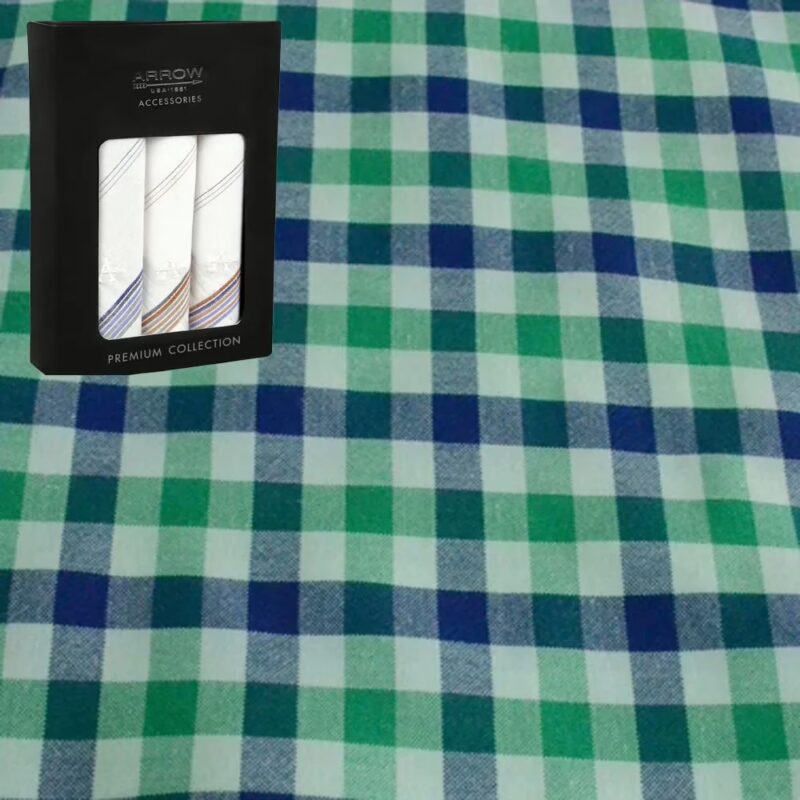 Raymond Green & Blue Check Shirting Fabric Free Handkerchief