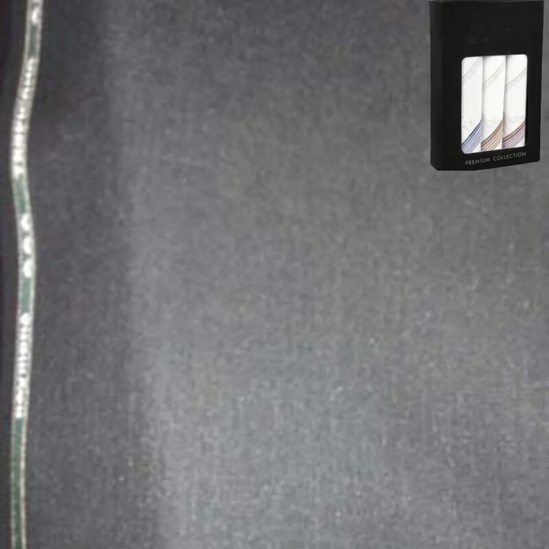 Raymond Greenish Black Self Check Trouser Fabric Free Handkerchief